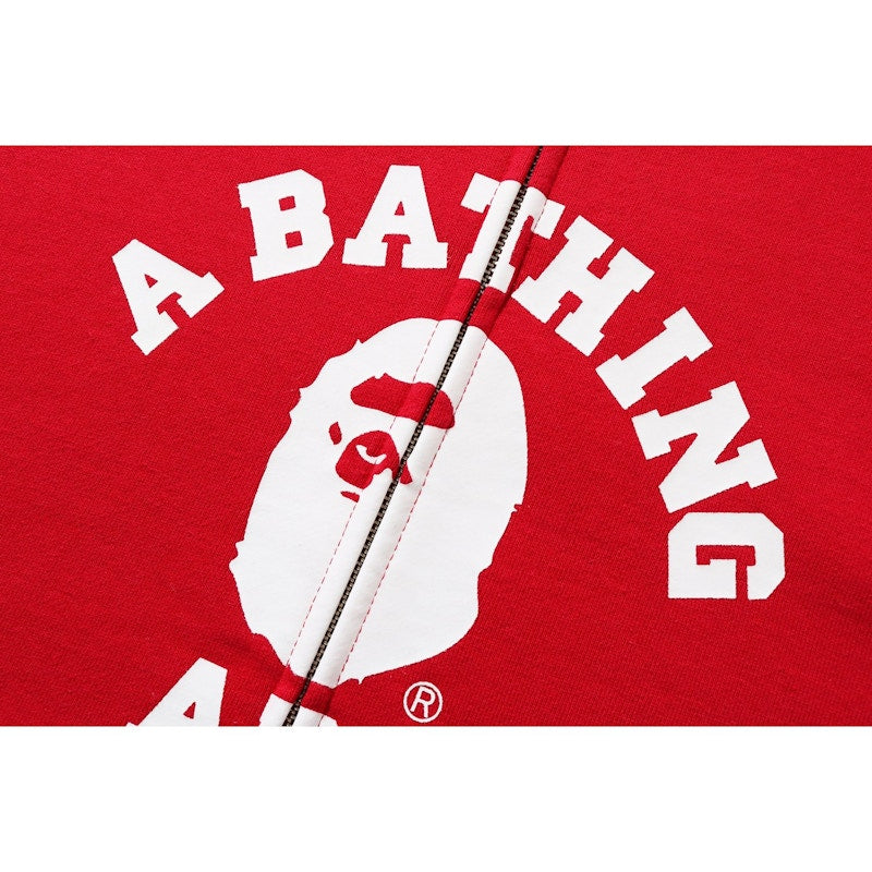 BAPE College Full Zip Hoodie Red
