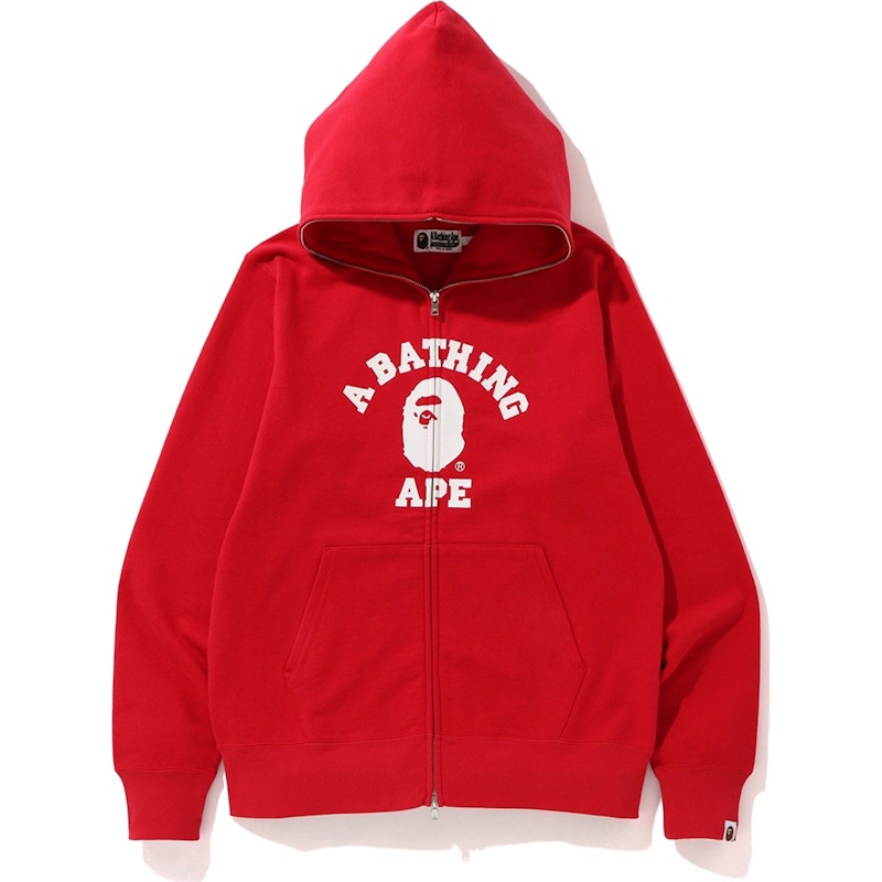 BAPE College Full Zip Hoodie Red