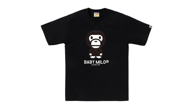 BAPE College Monogram Baby Milo Tee Black/Black