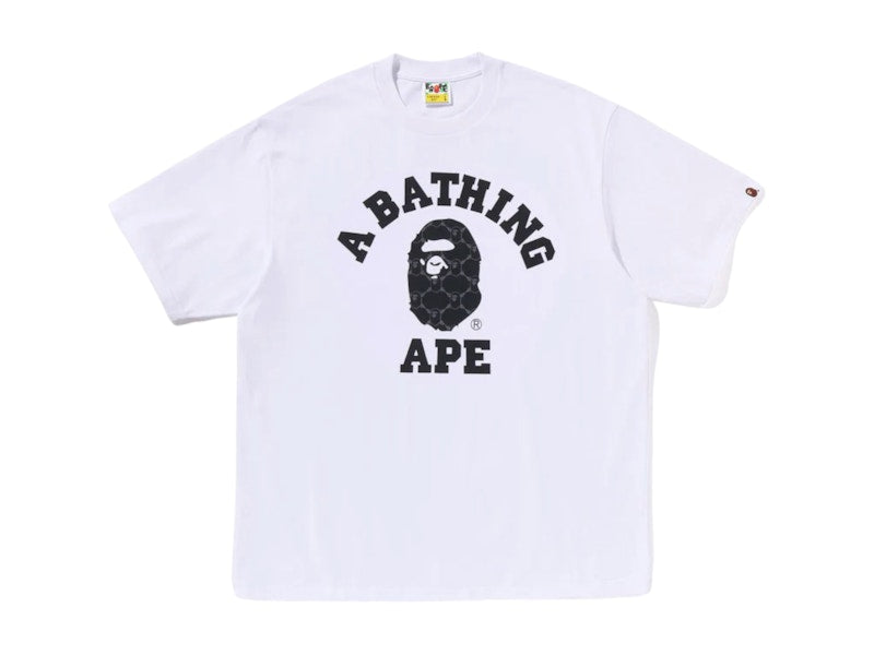 BAPE College Monogram College Relaxed Fit Tee White