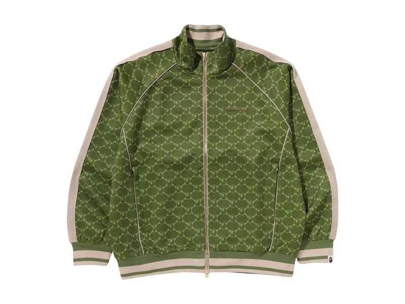BAPE College Monogram Logo Relaxed Fit Track Jacket Olivedrab