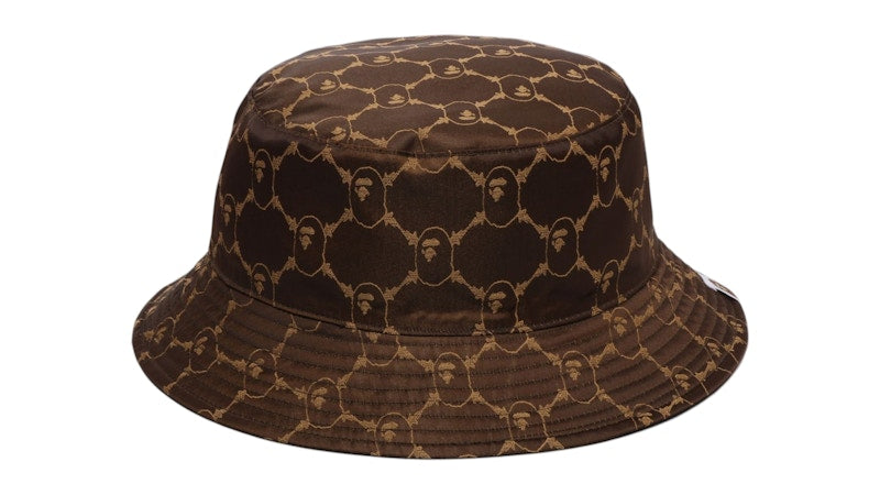 BAPE College Monogram Reversible Buckle Hat Brown