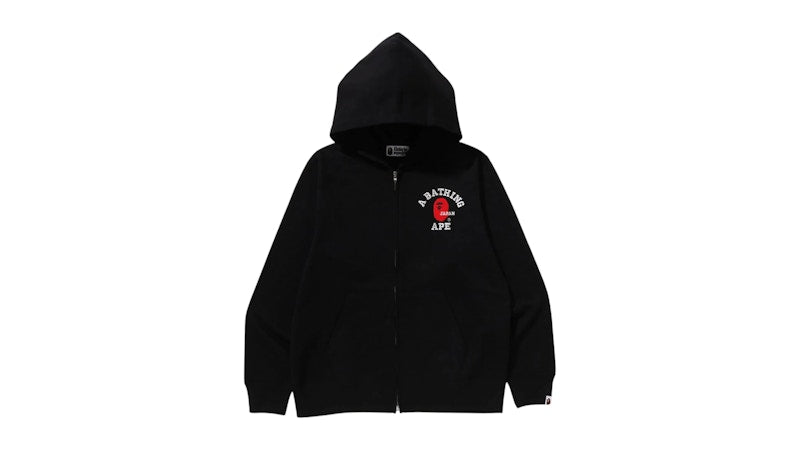 BAPE College One Point Embroidery Zip Hoodie Black