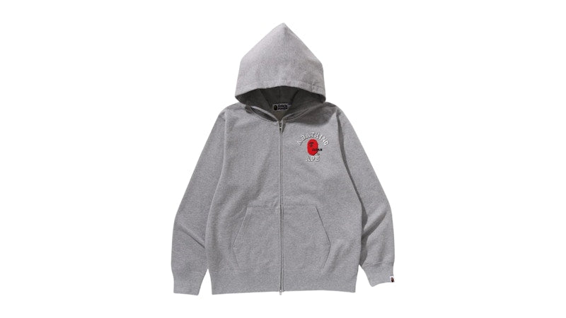 BAPE College One Point Embroidery Zip Hoodie Gray