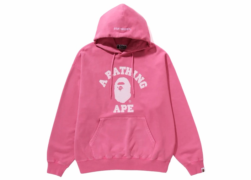 BAPE College Overdye Pullover Hoodie Pink