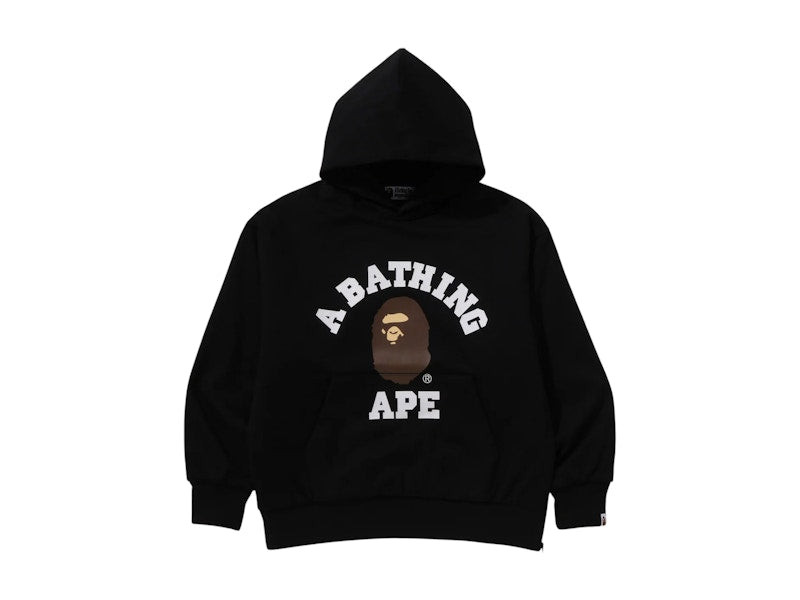 BAPE College Puffy Relaxed Fit Pullover Hoodie Black