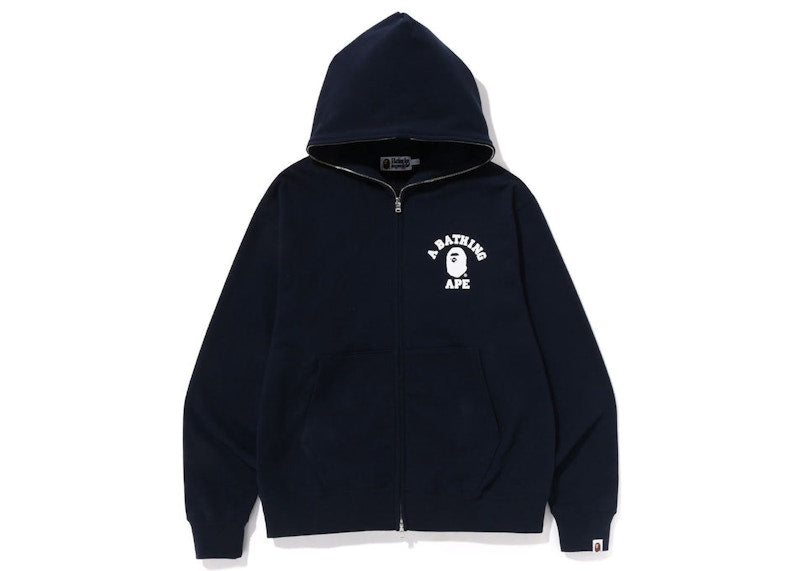 BAPE College Relaxed Fit Full Zip Hoodie (SS23) Navy