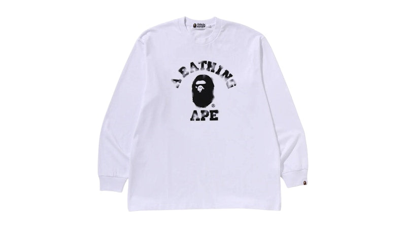 BAPE College Relaxed Fit L/S Tee White/Black