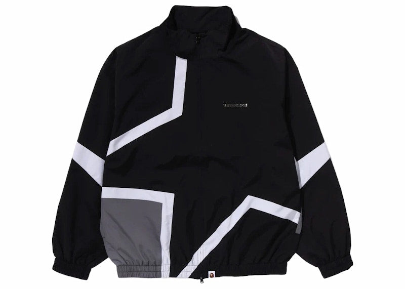 BAPE Color Blocking Metal Logo Pin Track Jacket Black