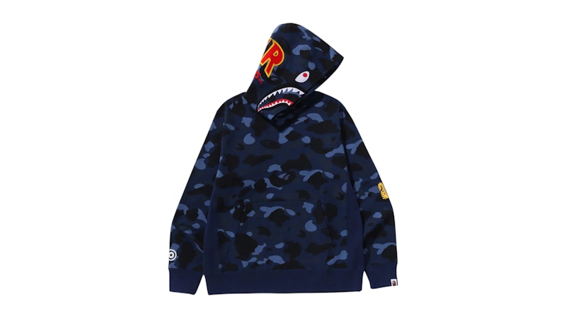 BAPE Color Camo 2nd Shark Pullover Hoodie Navy
