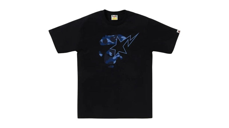 BAPE Color Camo Ape Face Sta Tee Black Blue