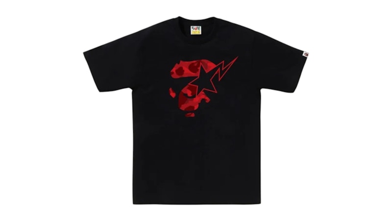 BAPE Color Camo Ape Face Sta Tee Black/Red