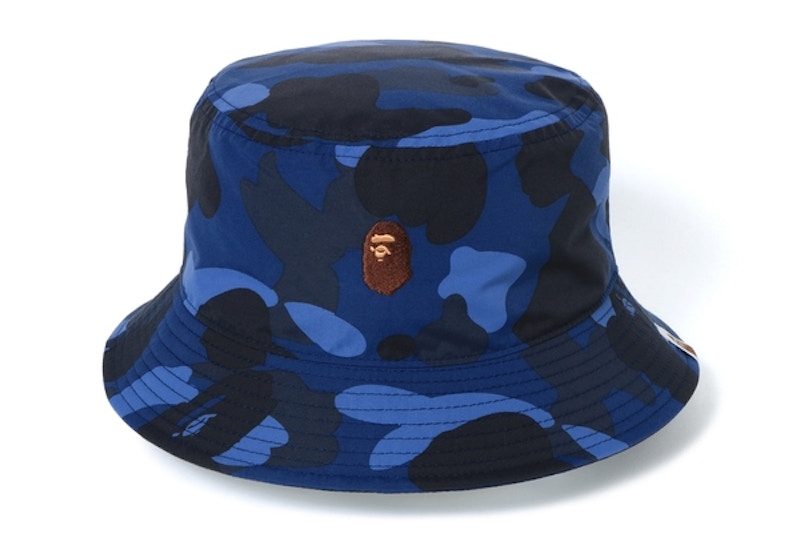 BAPE Color Camo Ape Head One Point Bucket Hat Blue