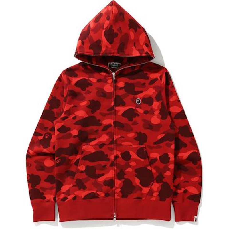 BAPE Color Camo Ape Head One Point Full Zip Hoodie Red