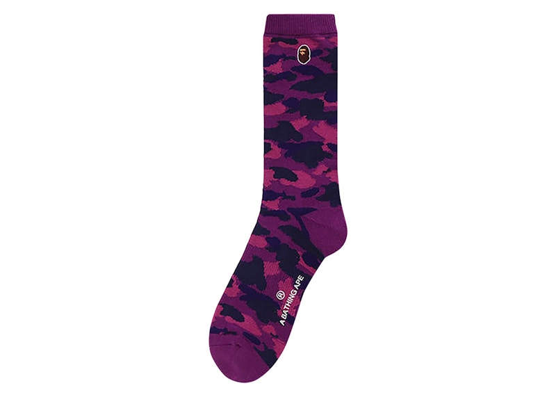 BAPE Color Camo Ape Head One Point Socks Purple
