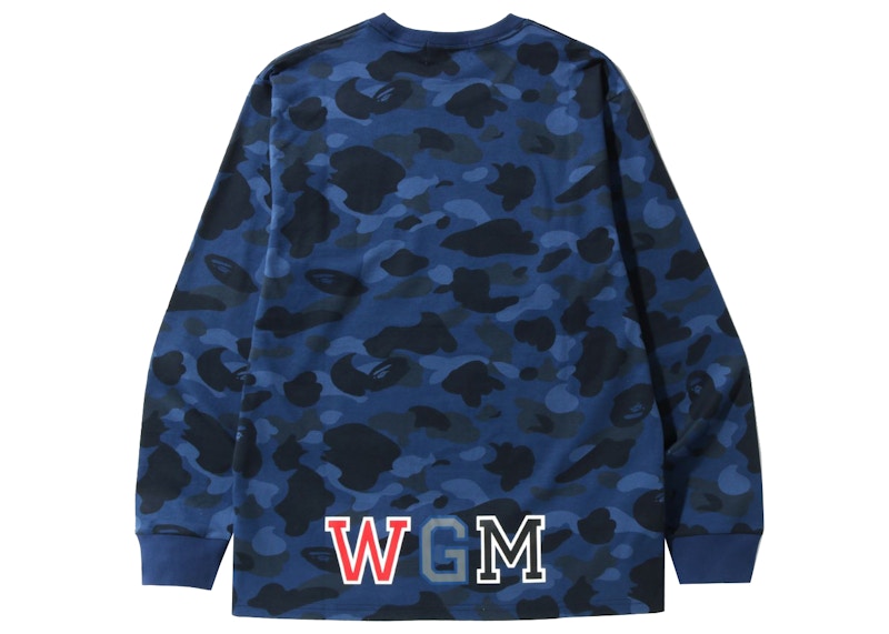BAPE Color Camo Busy Shark L/S Tee Navy