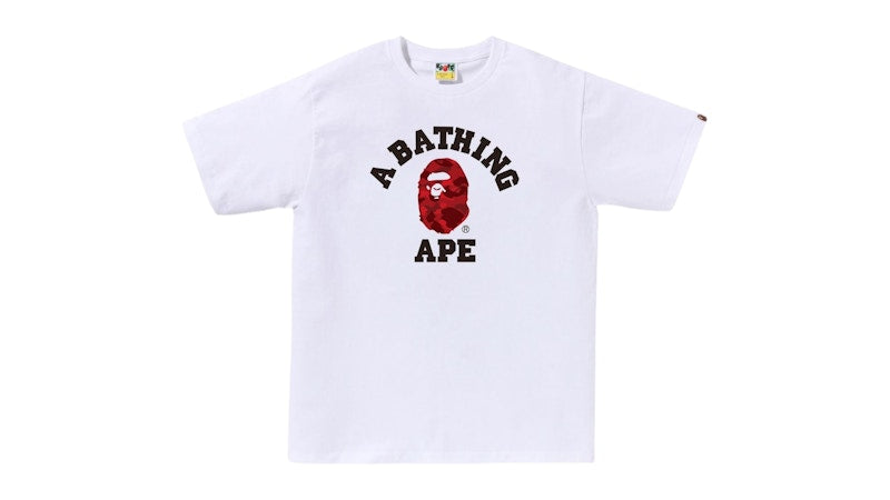 BAPE Color Camo College 1J80-110-019 Tee White/Red