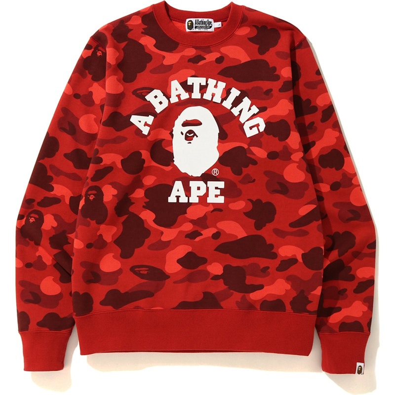 BAPE Color Camo College Crewneck Red