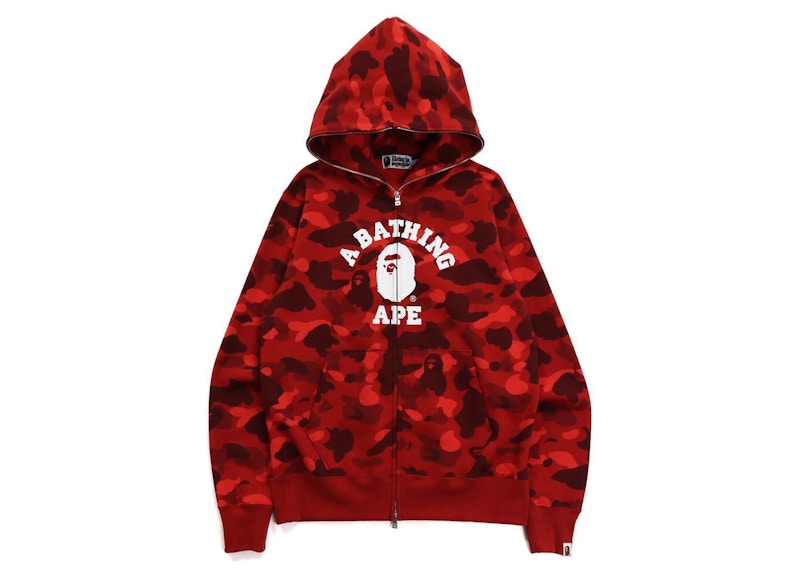 BAPE Color Camo College Full Zip Hoodie (FW21) Red