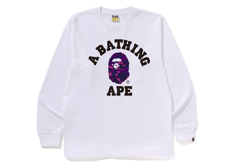 BAPE Color Camo College L/S Tee (FW24) White/Purple