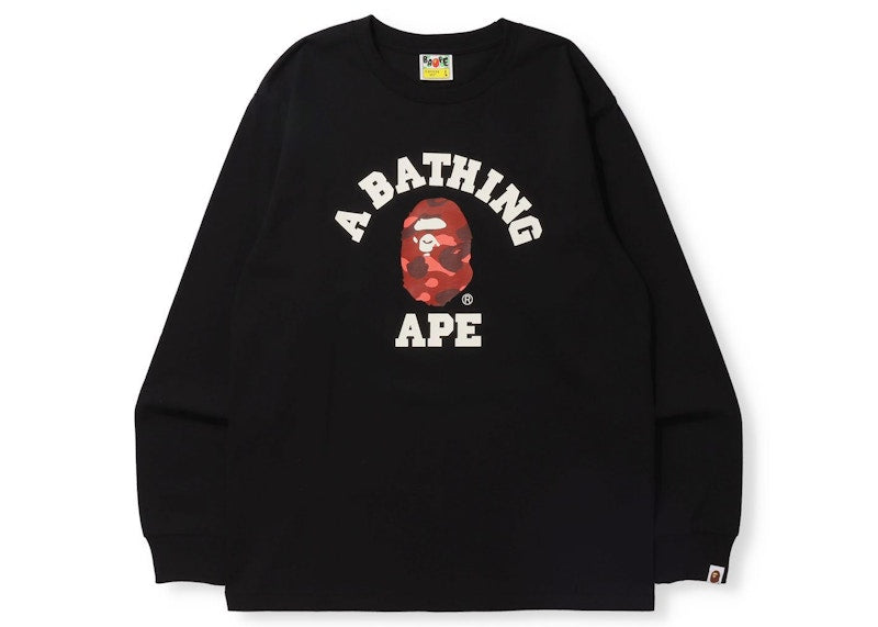 BAPE Color Camo College (Online Exclusive) L/S Tee (FW21) Black/Red