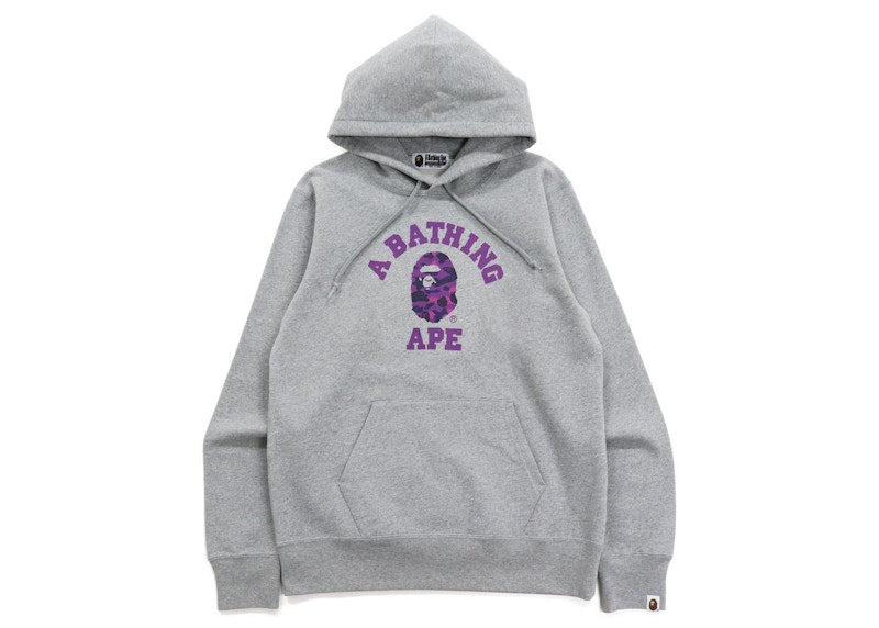 BAPE Color Camo College Pullover Hoodie (FW21) Gray/Purple