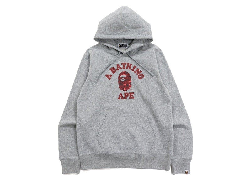 BAPE Color Camo College Pullover Hoodie (FW21) Gray/Red