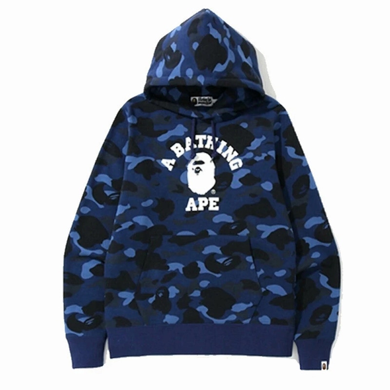 BAPE Color Camo College Pullover Hoodie Navy/Blue