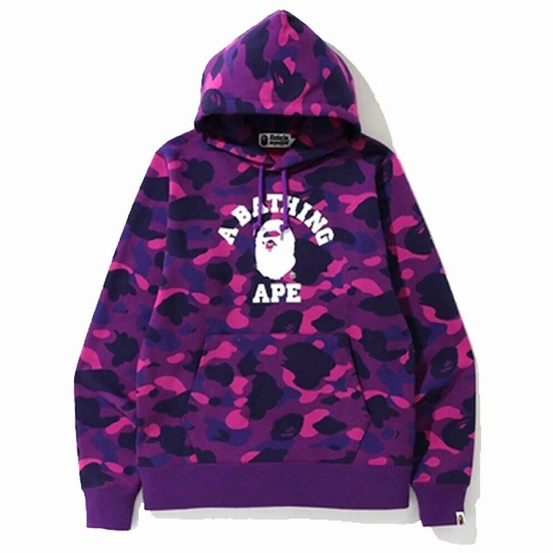 BAPE Color Camo College Pullover Hoodie Purple/Pink