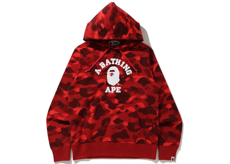 BAPE Color Camo College Pullover Hoodie (SS21) Red