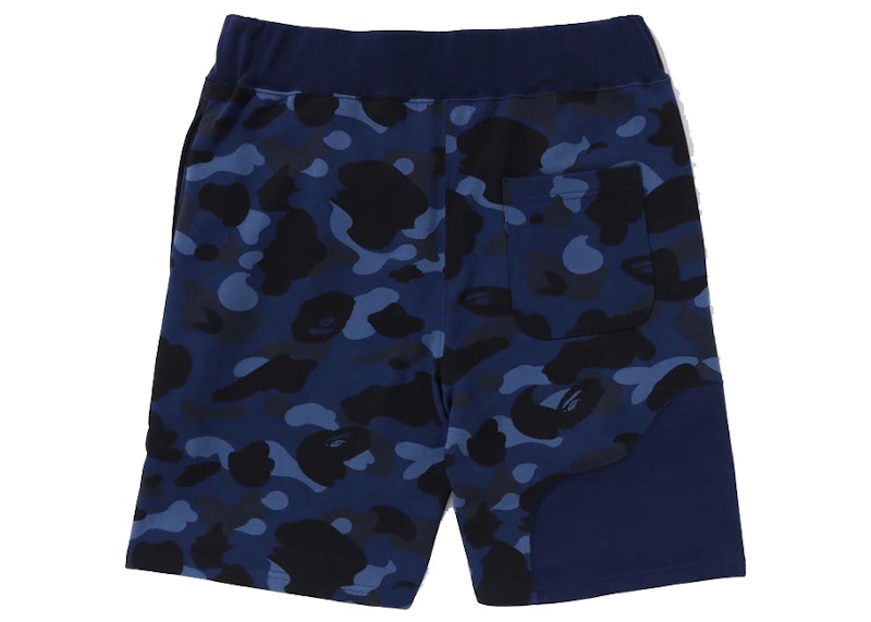 BAPE Color Camo Cutting Sweat Shorts Navy