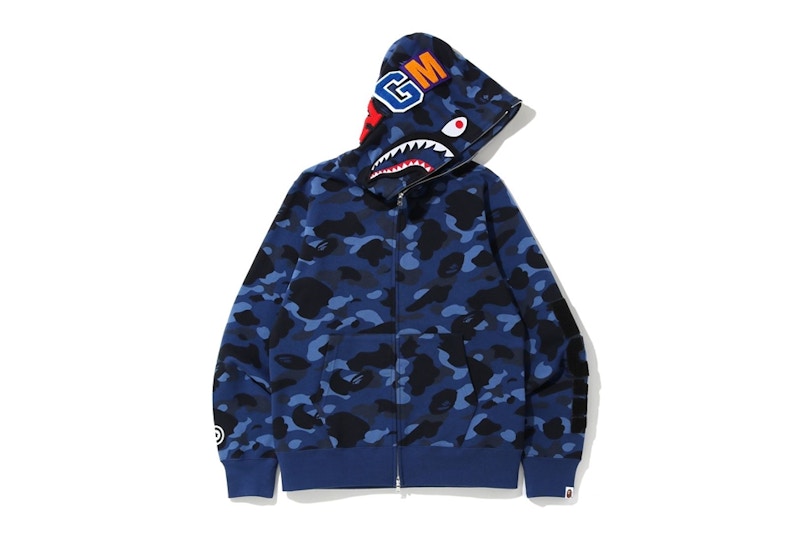 BAPE Color Camo Detachable Shark Full Zip Hoodie Blue