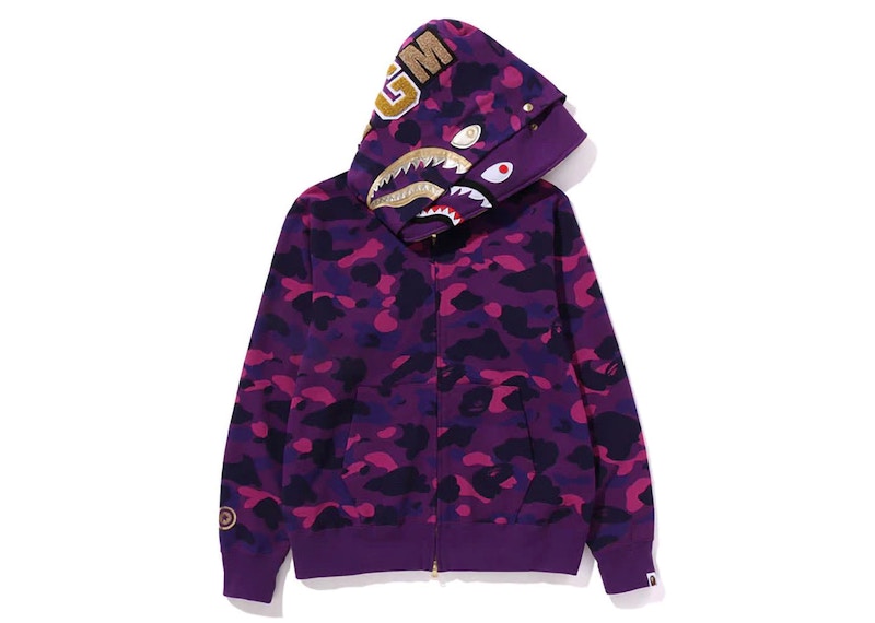 BAPE Color Camo Double Shark Full Zip Hoodie (SS24) Purple