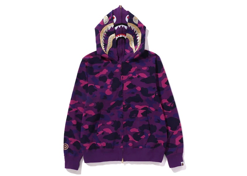 BAPE Color Camo Double Shark Full Zip Hoodie (SS24) Purple