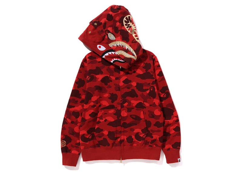 BAPE Color Camo Double Shark Full Zip Hoodie (SS24) Red