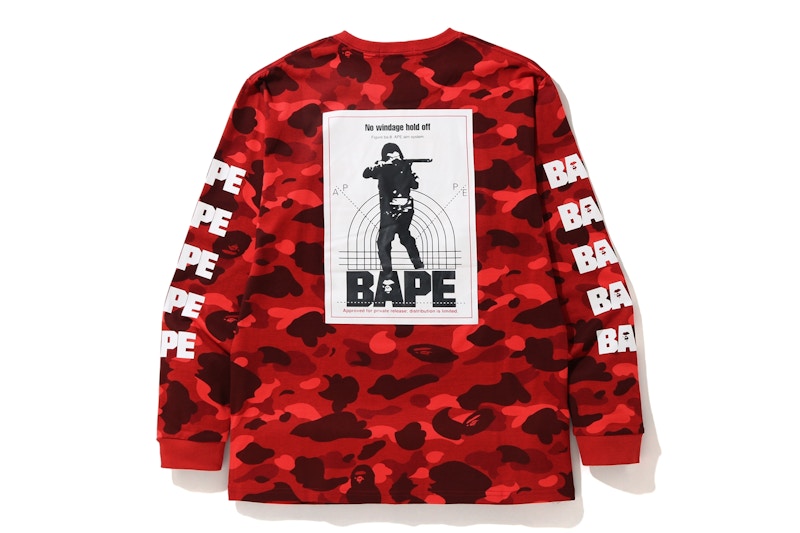 BAPE Color Camo Hunting L/S Tee Red