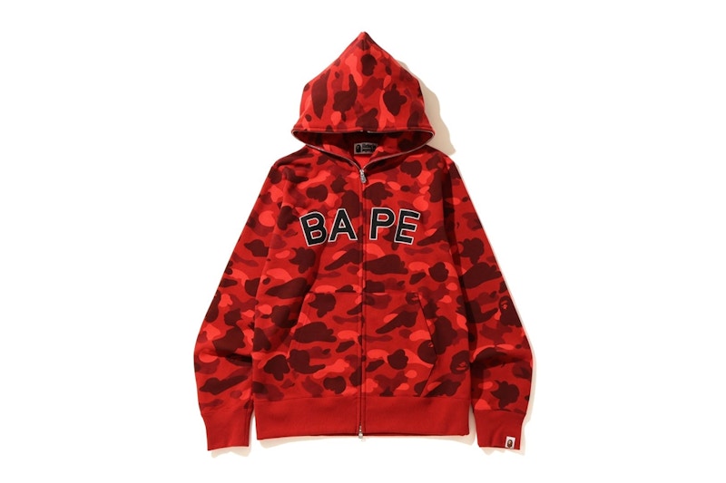 BAPE Color Camo Logo Full Zip Hoodie Red