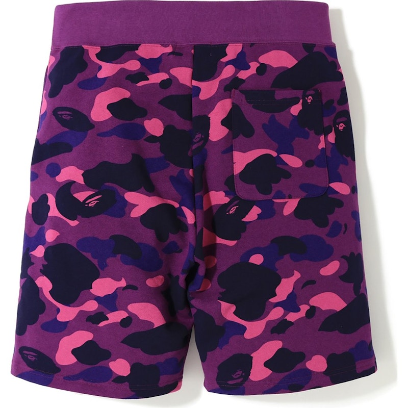 BAPE Color Camo Logo Sweat Shorts Purple