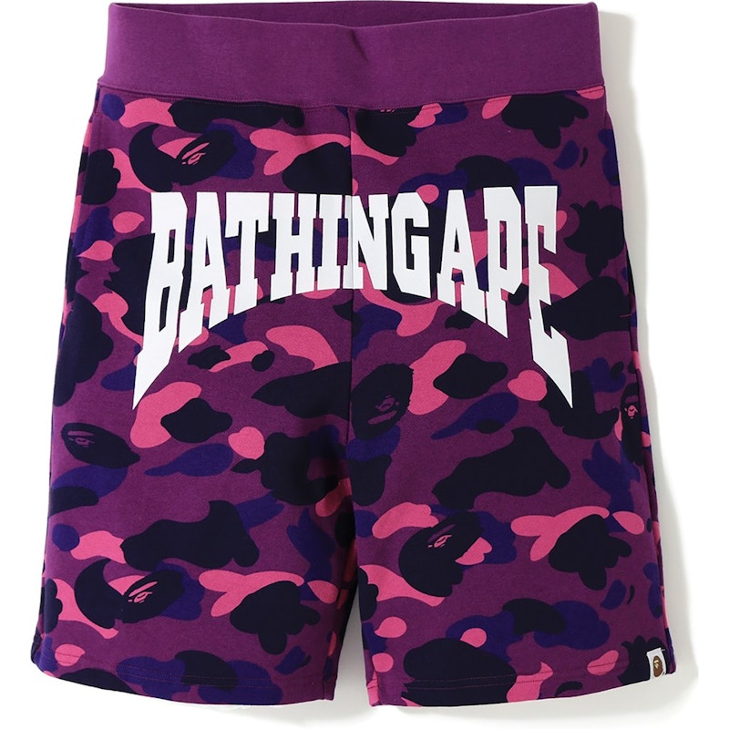 BAPE Color Camo Logo Sweat Shorts Purple