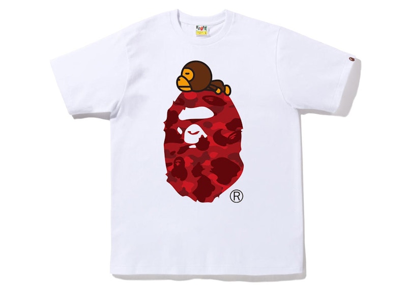 BAPE Color Camo Milo On Big Ape Tee (FW22) White Red