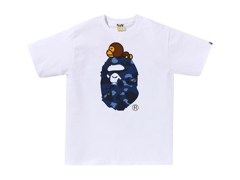 BAPE Color Camo Milo On Big Ape Tee White/Navy