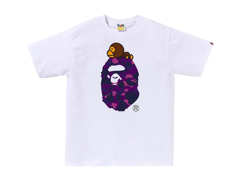 BAPE Color Camo Milo On Big Ape Tee White/Purple