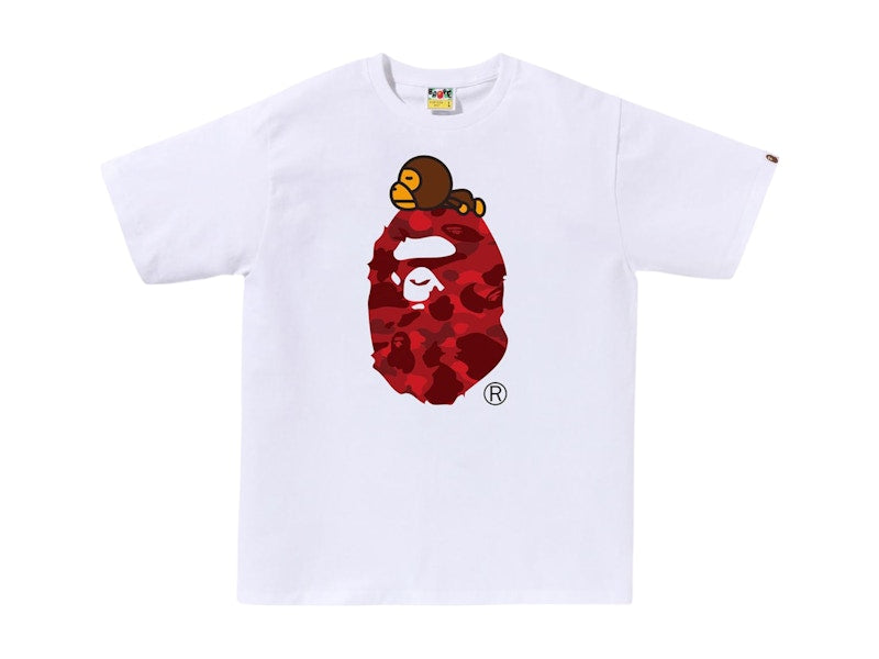 BAPE Color Camo Milo On Big Ape Tee White/Red