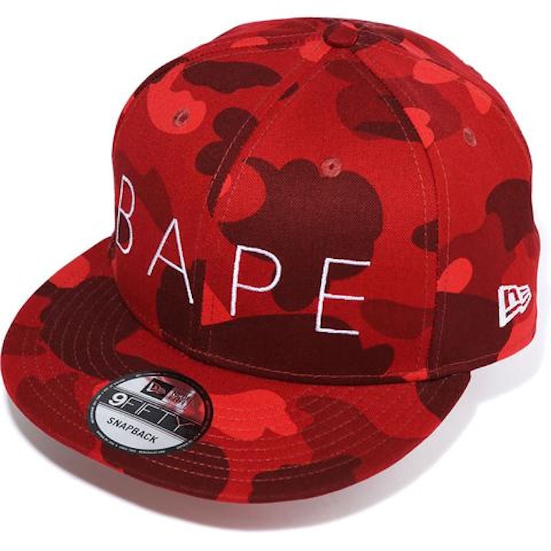 BAPE Color Camo New Era Snap Back Cap Red