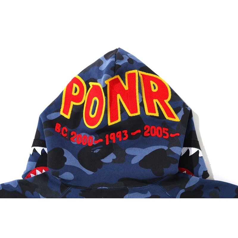 BAPE Color Camo PONR Shark Full Zip Hoodie Navy