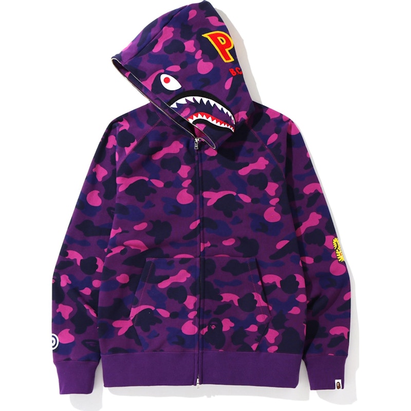 BAPE Color Camo PONR Shark Full Zip Hoodie Purple