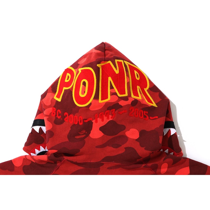 BAPE Color Camo PONR Shark Full Zip Hoodie Red