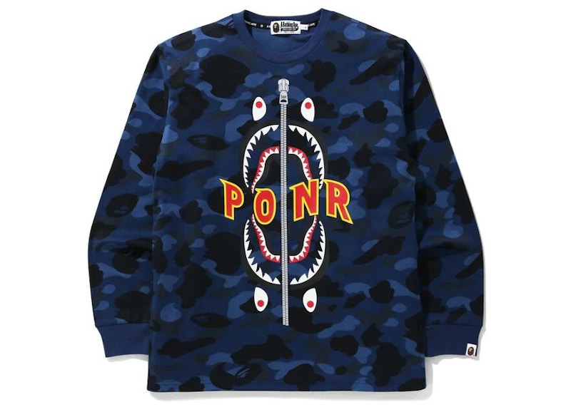 BAPE Color Camo PONR Shark L/S Tee Blue