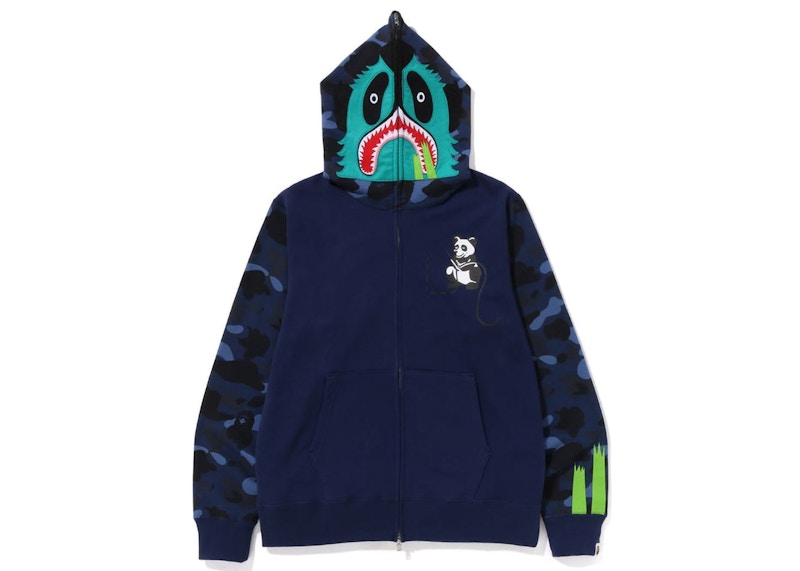 BAPE Color Camo Panda Full Zip Hoodie Navy