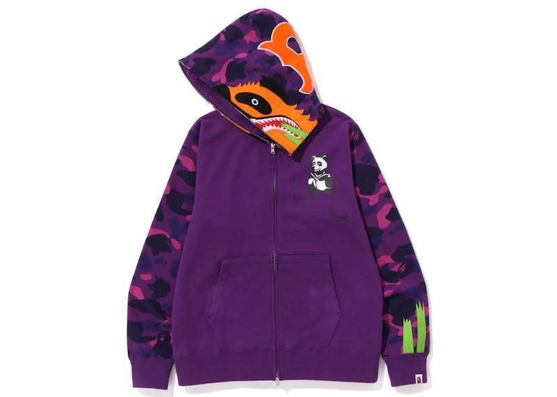 BAPE Color Camo Panda Full Zip Hoodie Purple